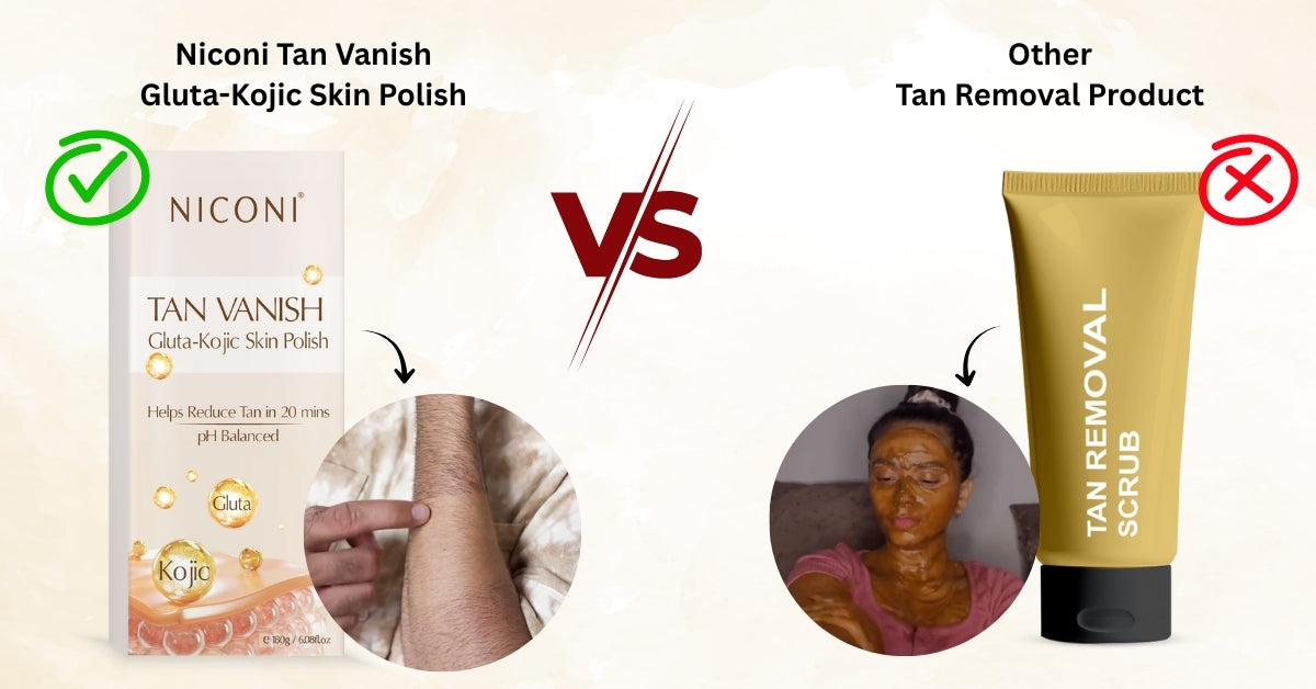 Niconi Tan Vanish Gluta-Kojic Skin Polish VS Other Tan Removal Product