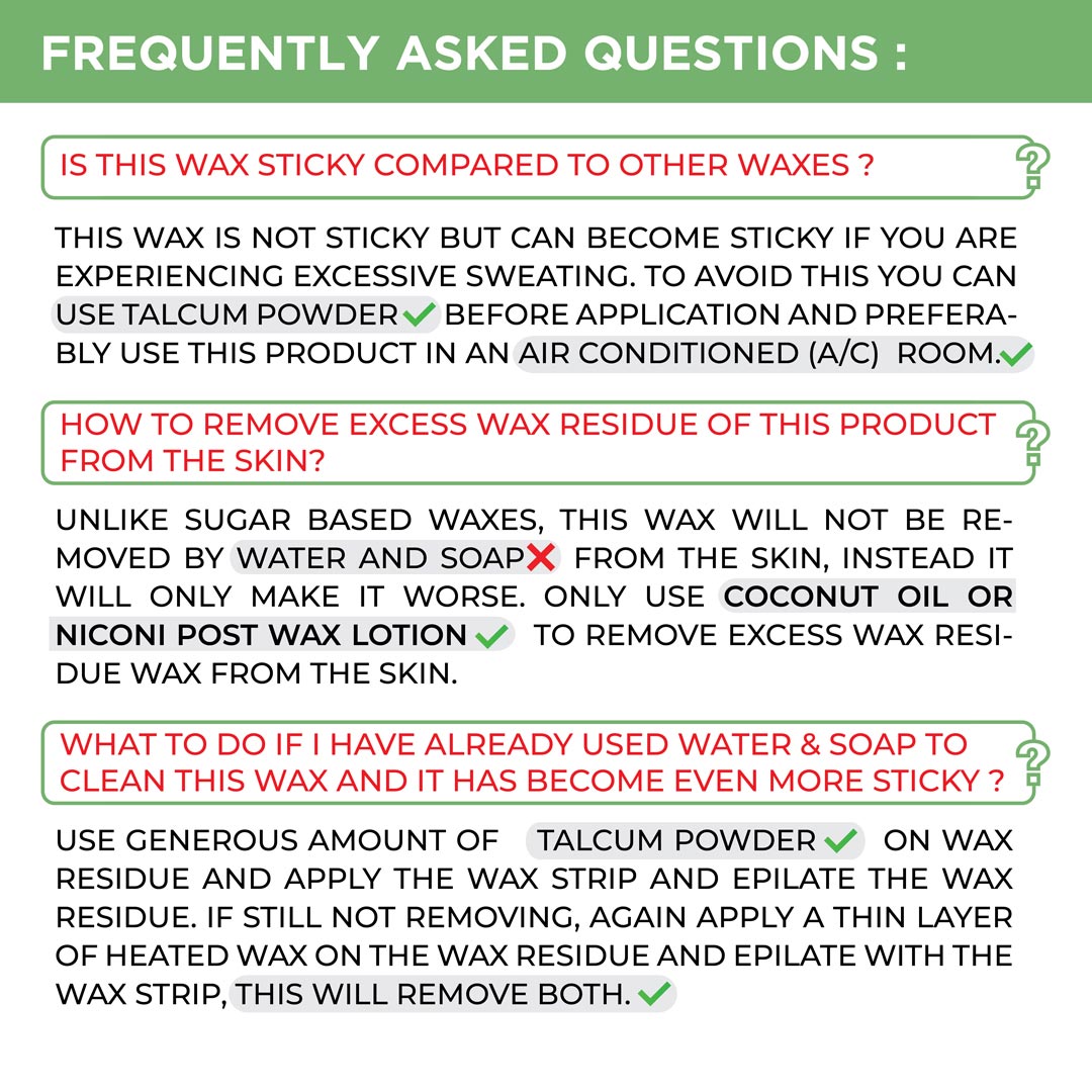NICONI Painless Liposoluble Hair Removal Wax (Aloe Vera)