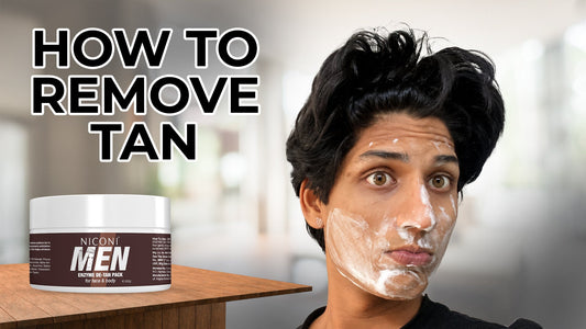 Man with visible face tan before de-tan treatment