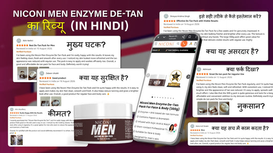 Niconi Men Enzyme De-Tan Pack – पुरुषों के लिए टैन रिमूवल पैक, चेहरे और शरीर की टैनिंग कम करने में मदद करता है.
