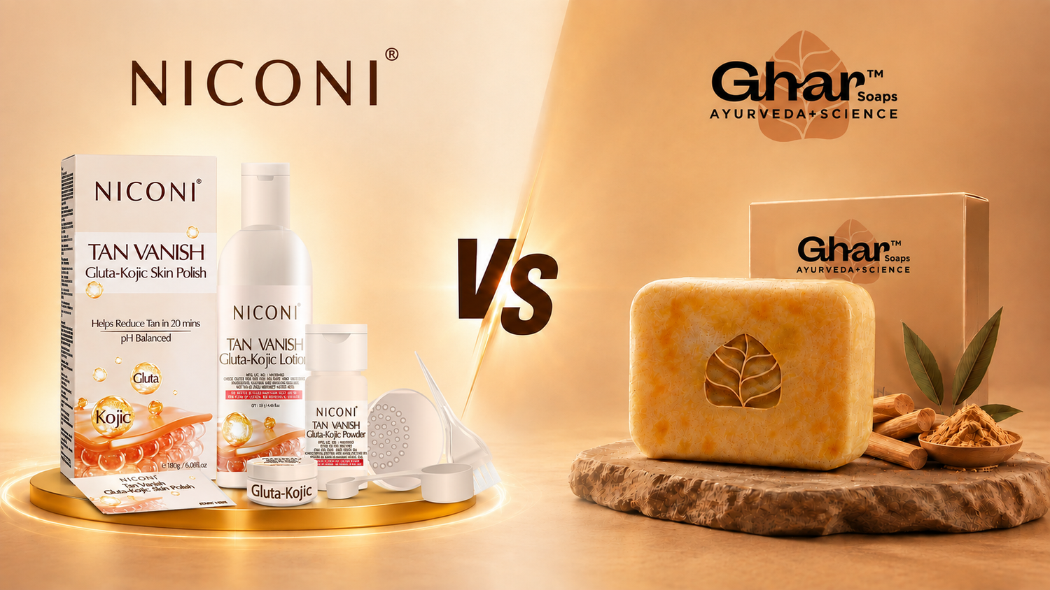 Niconi Tan Vanish vs Ghar Soap