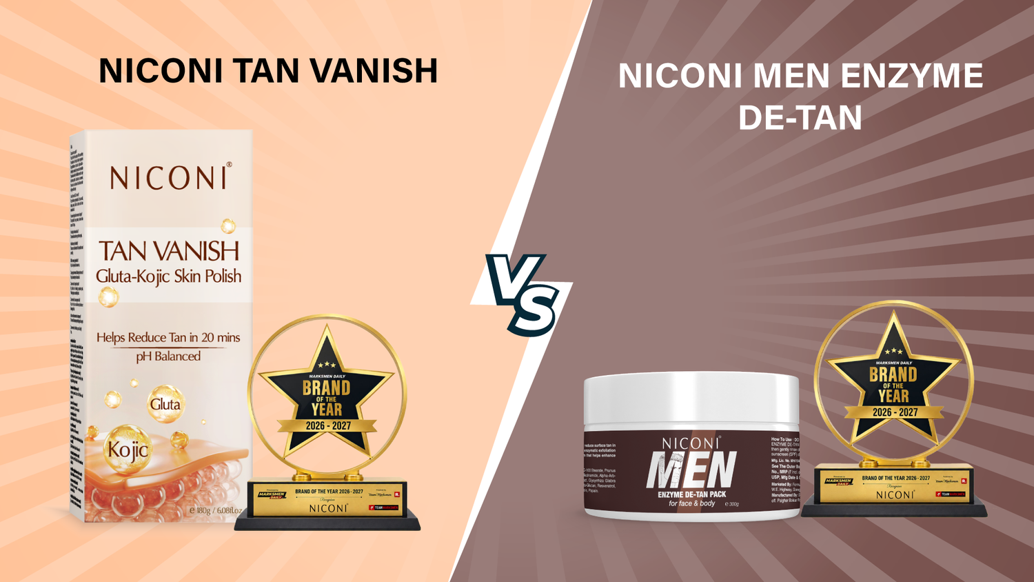 Niconi Tan Vanish vs Niconi Men Enzyme De-Tan