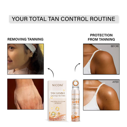 Niconi Tan Vanish Gluta-Kojic Skin Polish & Niconi Gluta-Kojic SPF 65+ PA++++ Body Spray Combo