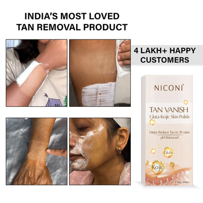 Niconi Tan Vanish Gluta-Kojic Skin Polish & Niconi Gluta-Kojic SPF 65+ PA++++ Body Spray Combo