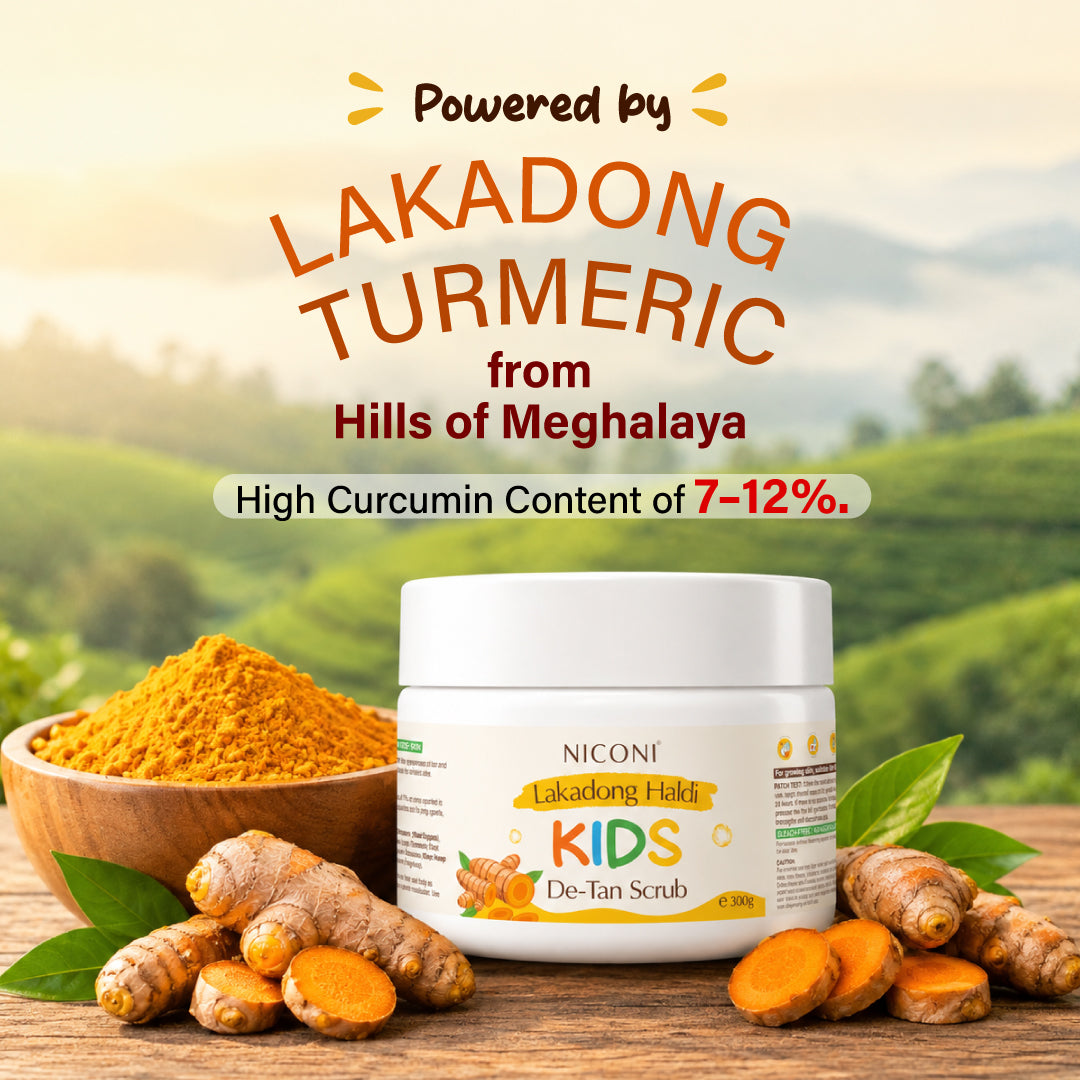 Niconi Lakadong Haldi Kids De-Tan Scrub For Face & Body-(300g) | 100% Safe