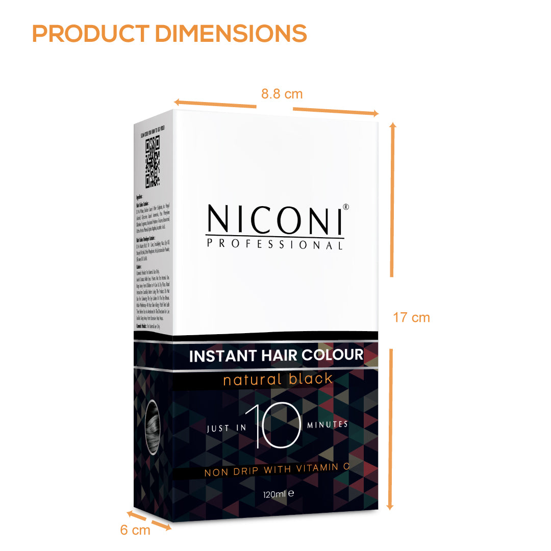 NICONI 10 mins Instant Natural Black Hair Color (4 Uses) No Scalp Stains Superior Grey Coverage For Unisex Man & Woman