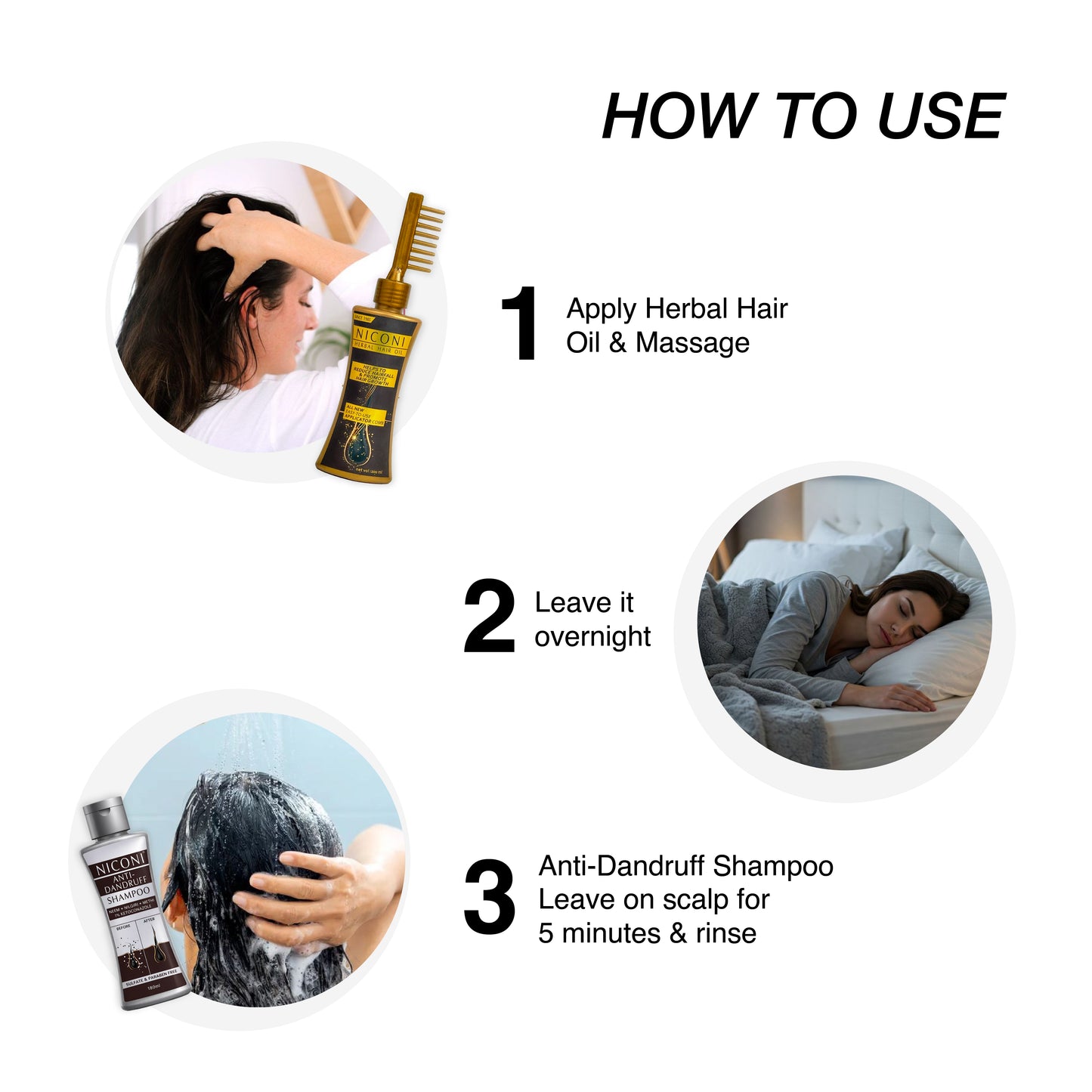 Niconi Herbal Hair (200ml) & Niconi Anti-Dandruff Shampoo (180ml) COMBO