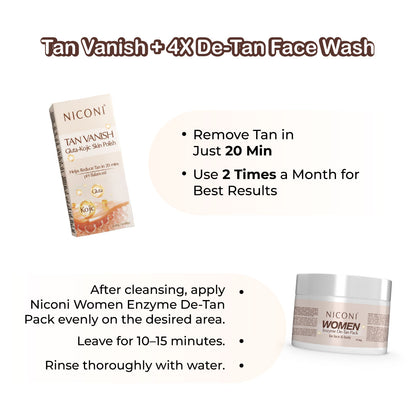 Niconi Tan Vanish + Women De-tan Pack Combo