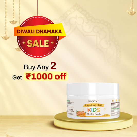 Niconi Lakadong Haldi Kids De-Tan Scrub For Face & Body-(300g) | 100% Safe