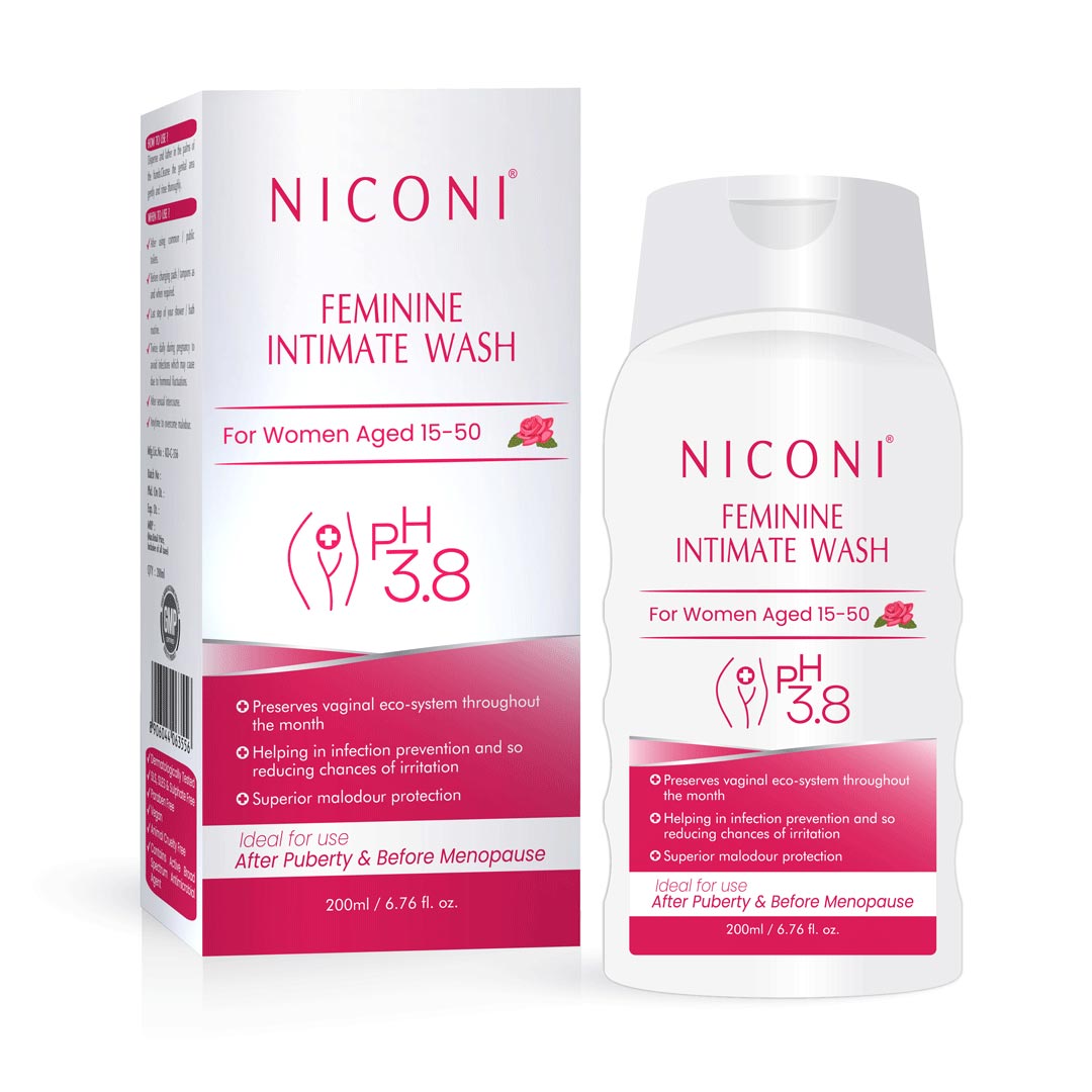 NICONI Feminine Intimate Wash For Women with pH 3.8 Aged 15-50 (200 Ml)